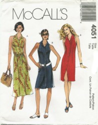 4051 MCCALLS SLEEVELESS COLLAR BUTTON DRESS LENGTHS, BELT PATTERN 12-18 UNCUT